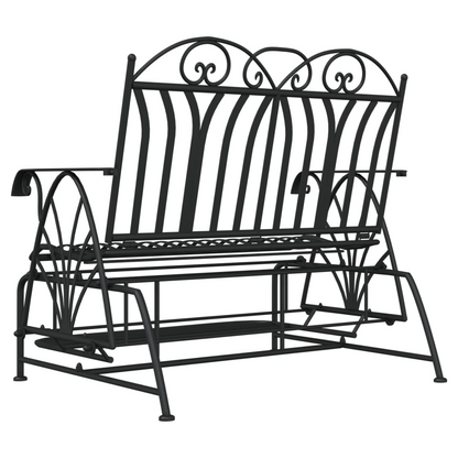  2-Seater Black Steel Glider Bench 114 cm