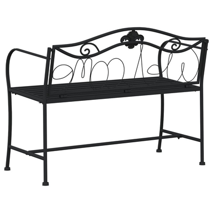 Black Steel 2-Seater Garden Bench 104 cm 