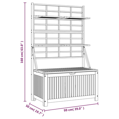  Solid Acacia Wood Storage Box with Trellis 99x50x160 cm 