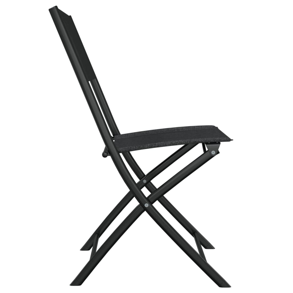  Black Steel and Textilene Folding Outdoor Chairs 4 pcs