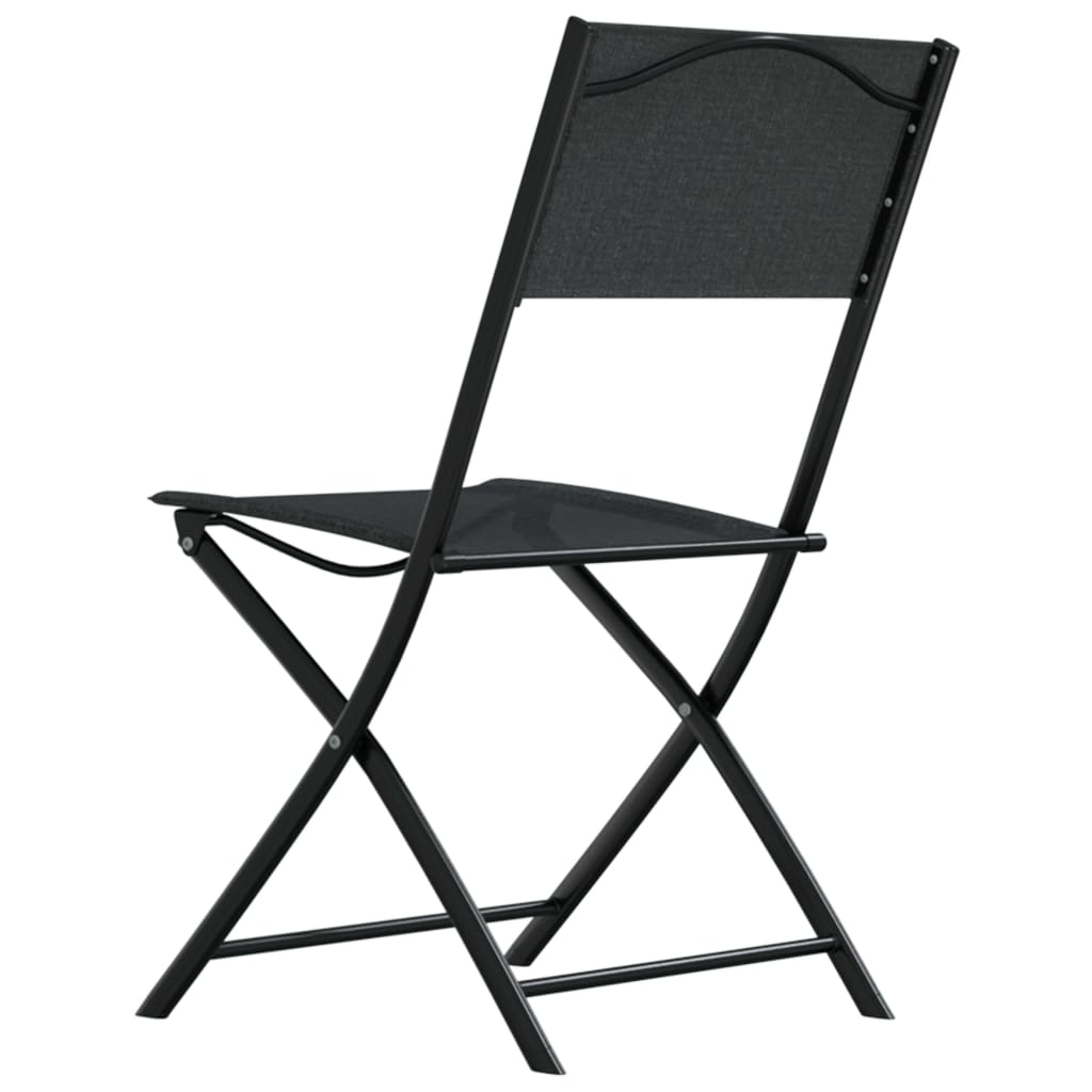  Black Steel and Textilene Folding Outdoor Chairs 4 pcs