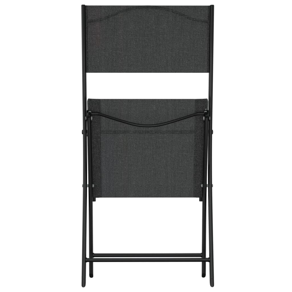  Black Steel and Textilene Folding Outdoor Chairs 4 pcs