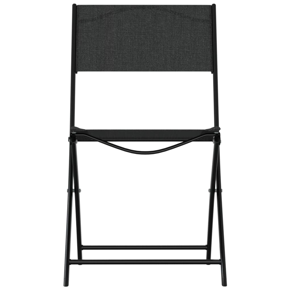 Black Steel and Textilene Folding Outdoor Chairs 2 pcs