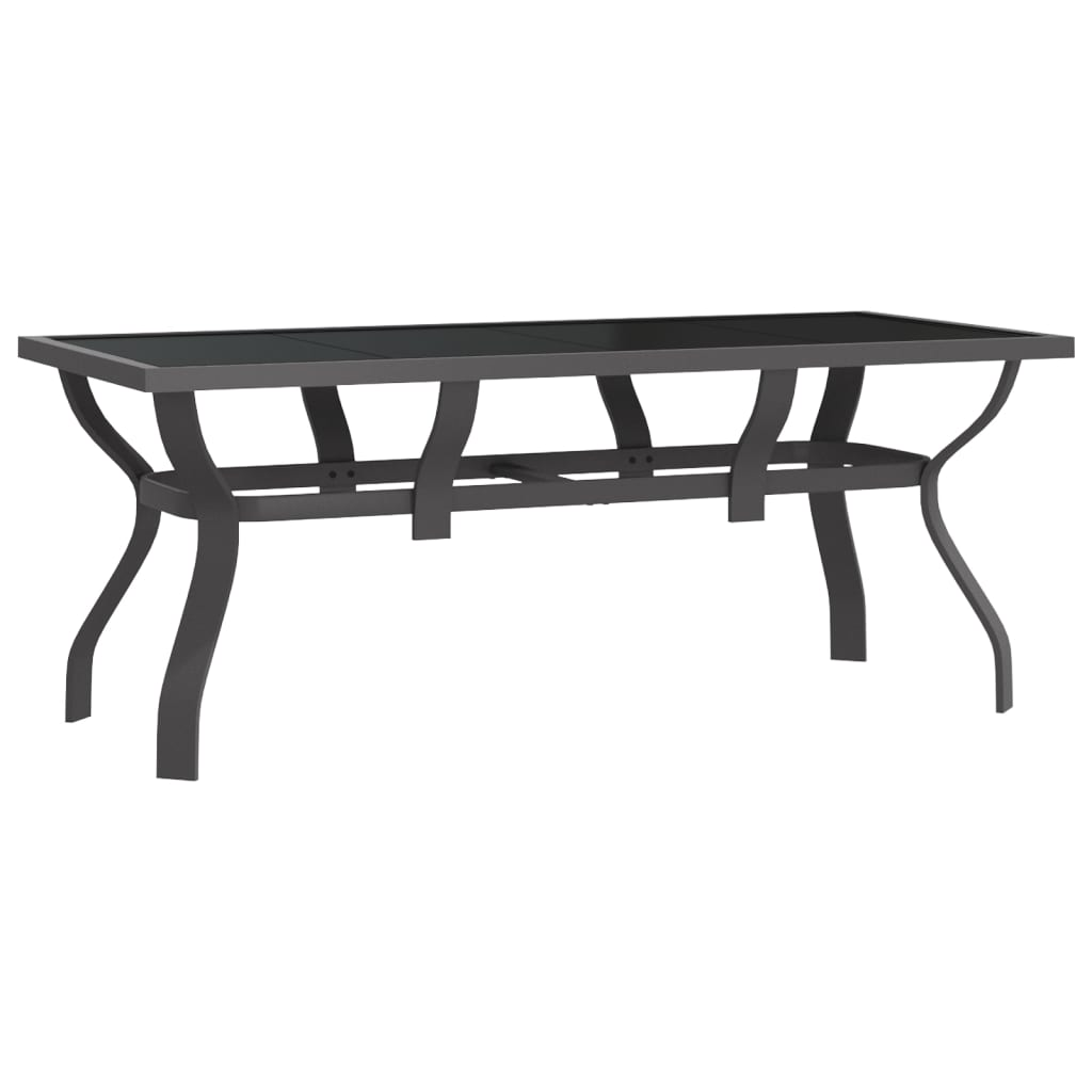  Grey and Black Garden Table 180x80x70 cm 