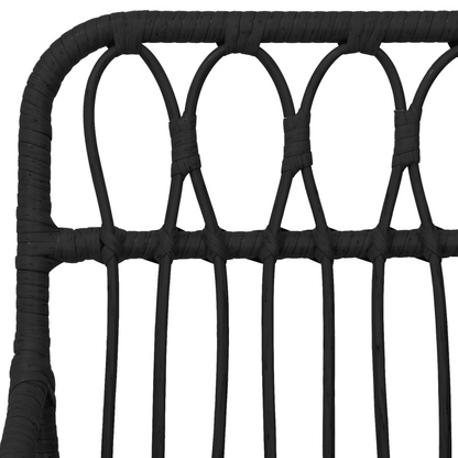 Black Rattan Garden Chairs 2 pcs with Armrest  56x64x80 cm