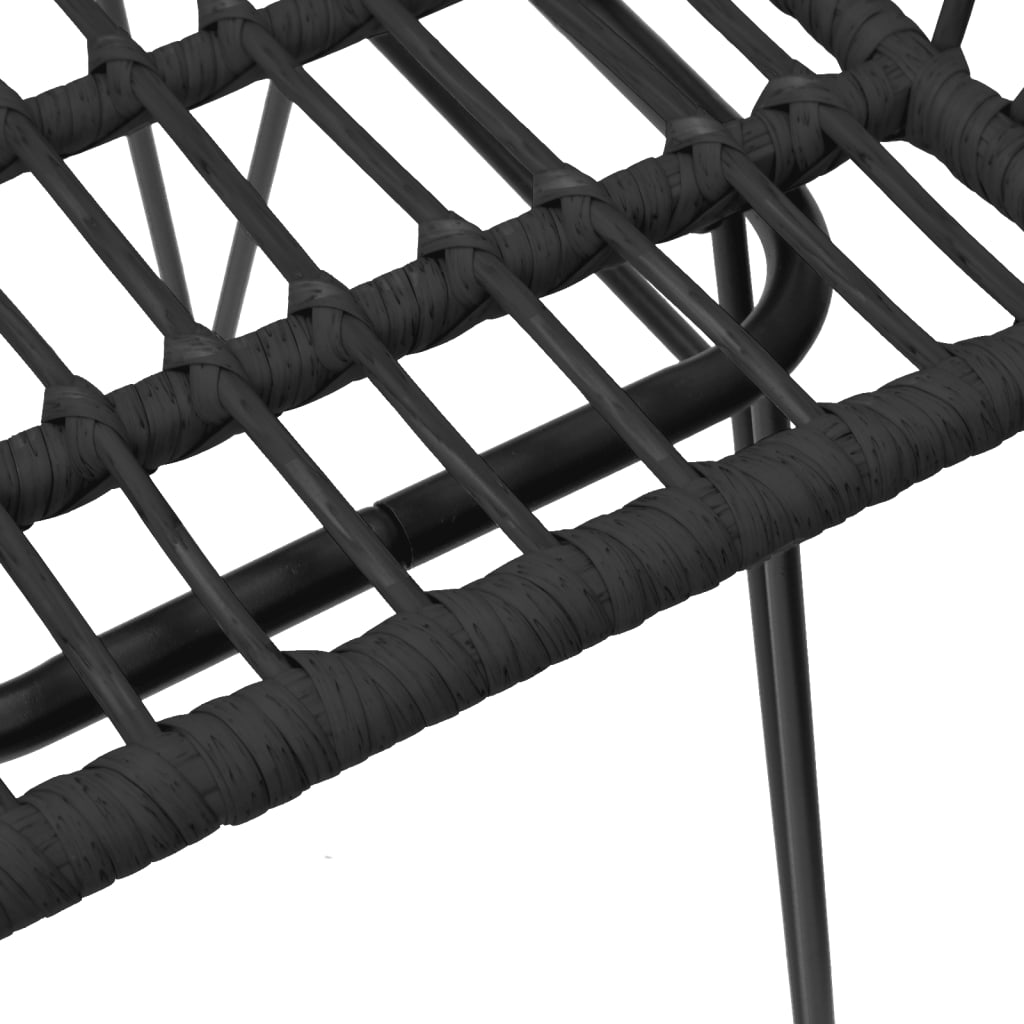 Black Rattan Garden Chairs 2 pcs with Armrest  56x64x80 cm