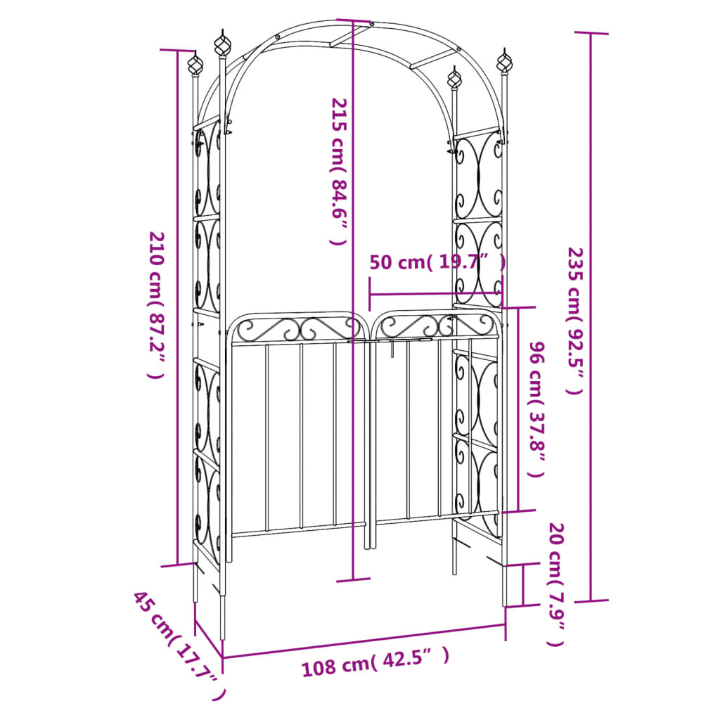 Black Garden Arch with Gate | Jscapes Home and Garden