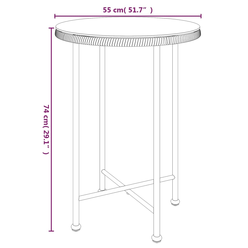  Tempered Glass and Steel Dining Table 55 cm 