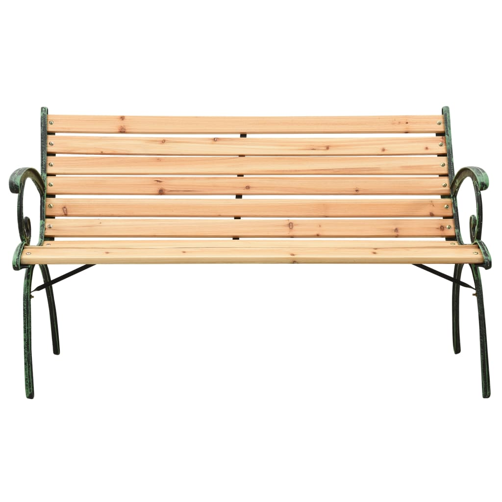 Cast Iron & Solid Fir Wood Garden Bench 116 cm