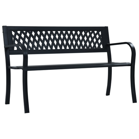 Black Steel Garden Bench 120 cm