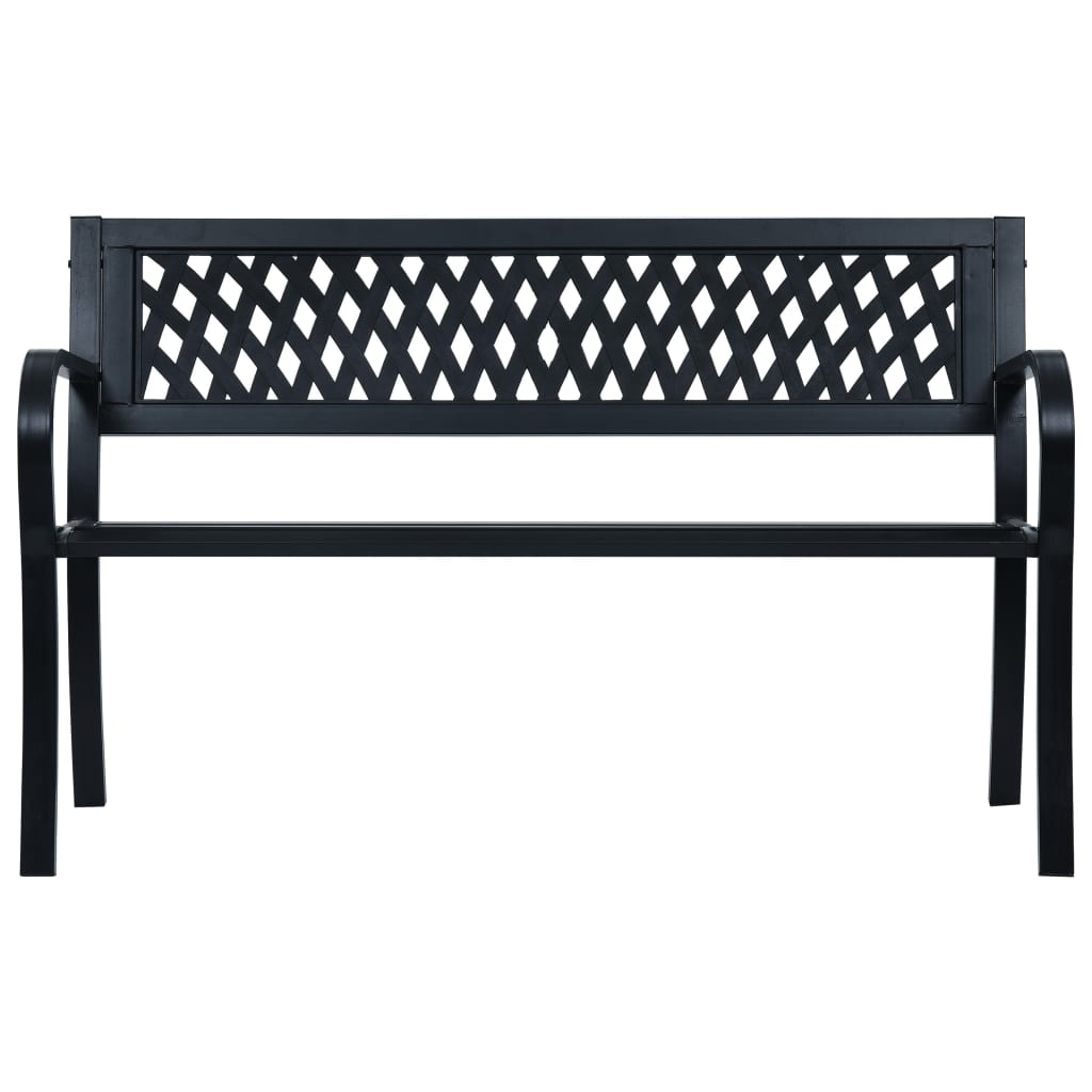 Black Steel Garden Bench 120 cm