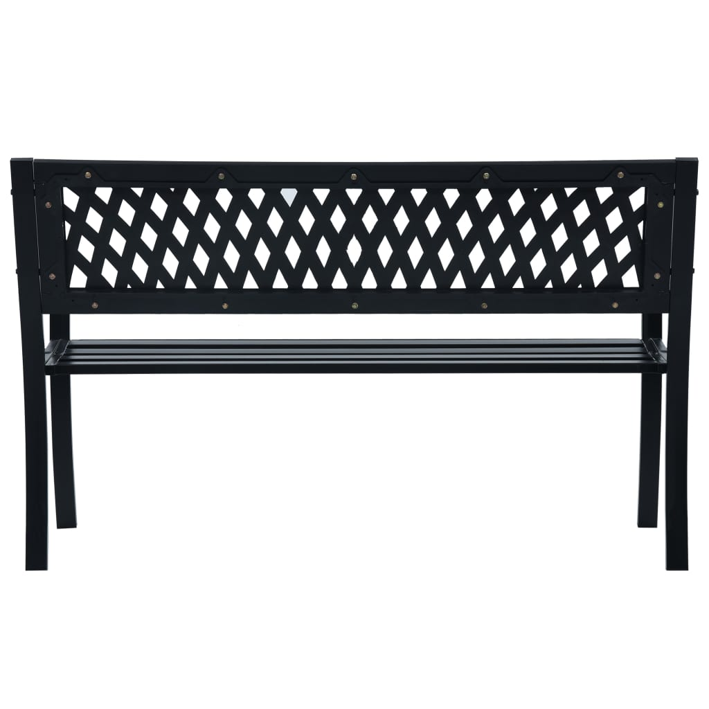 Black Steel Garden Bench 120 cm