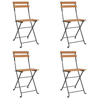 Solid Teak Wood and Steel Folding Bistro Chairs 4 pcs