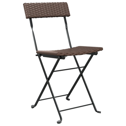  Brown Poly Rattan and Steel Folding Bistro Chairs 2 pcs