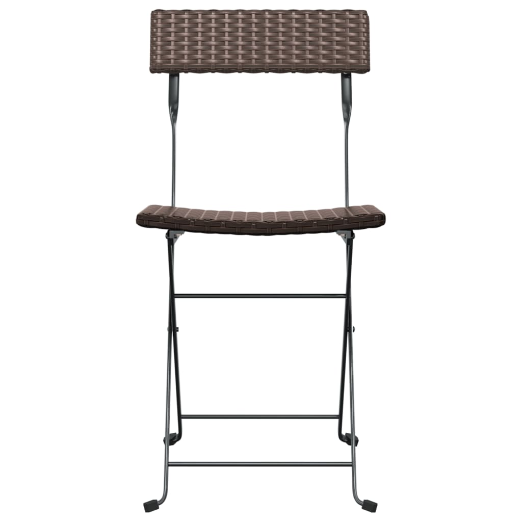  Brown Poly Rattan and Steel Folding Bistro Chairs 2 pcs