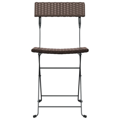  Brown Poly Rattan and Steel Folding Bistro Chairs 2 pcs