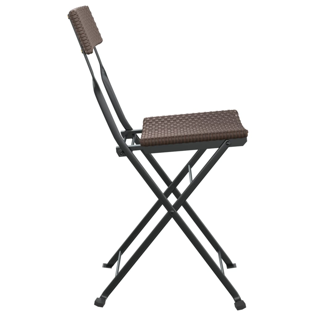  Brown Poly Rattan and Steel Folding Bistro Chairs 2 pcs