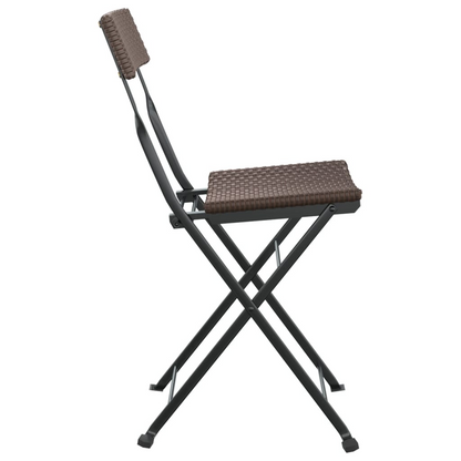  Brown Poly Rattan and Steel Folding Bistro Chairs 2 pcs