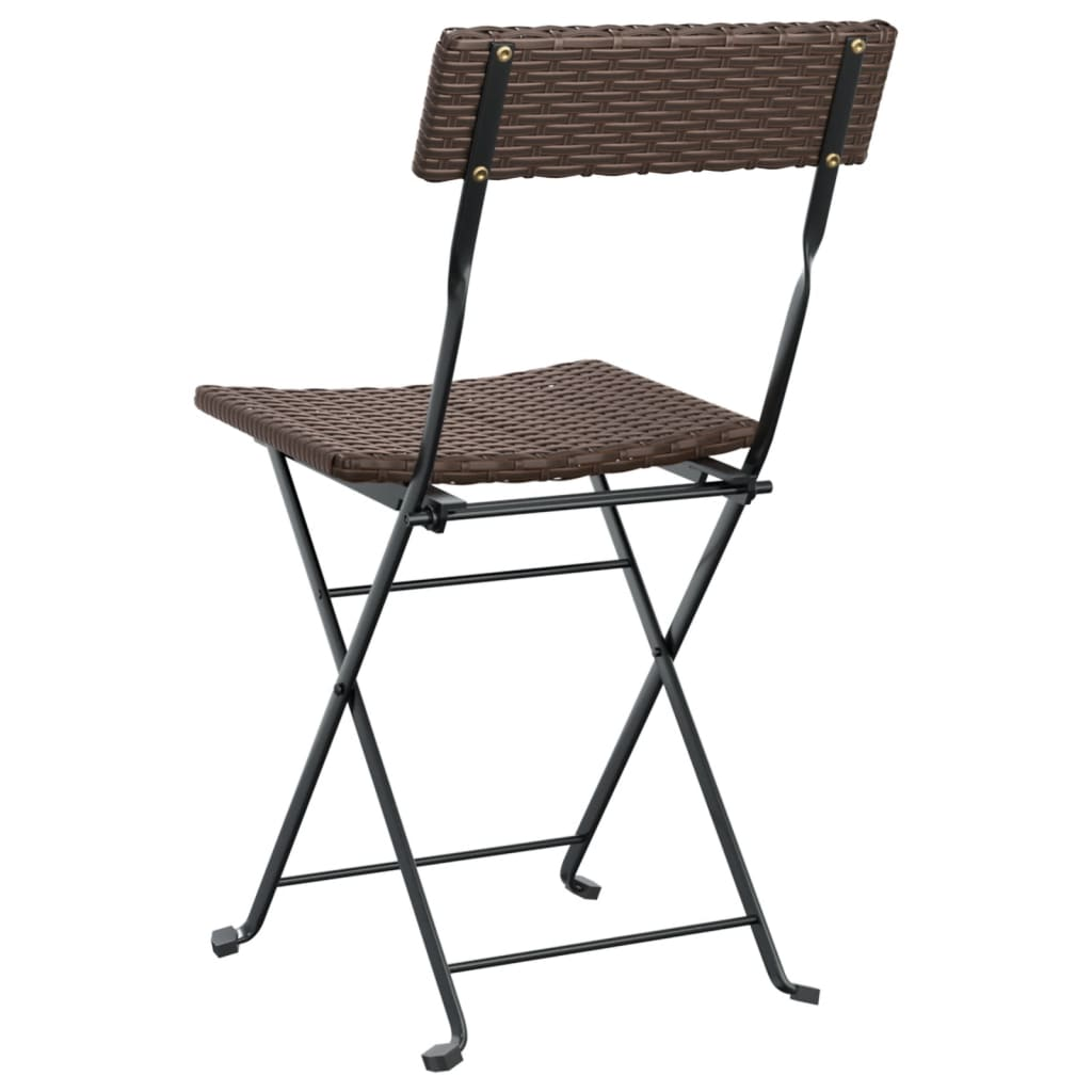  Brown Poly Rattan and Steel Folding Bistro Chairs 2 pcs