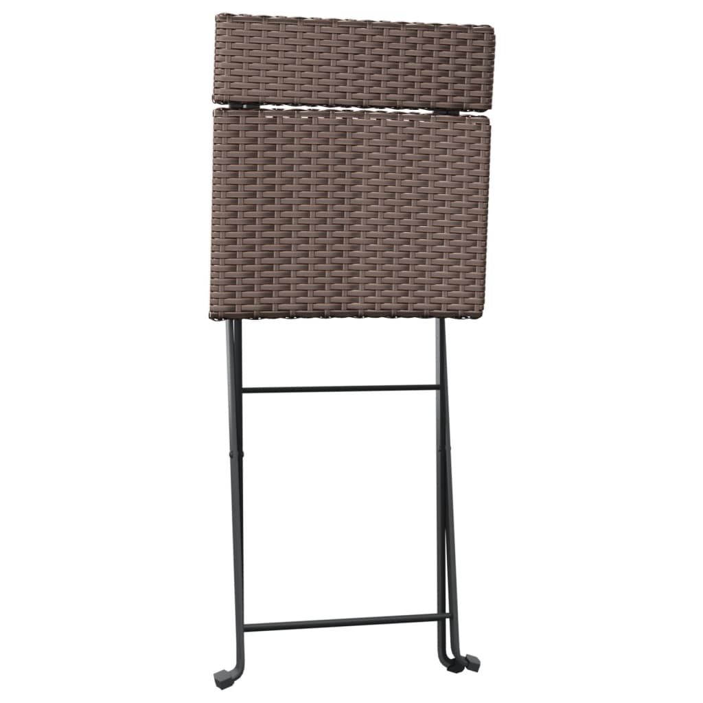  Brown Poly Rattan and Steel Folding Bistro Chairs 2 pcs