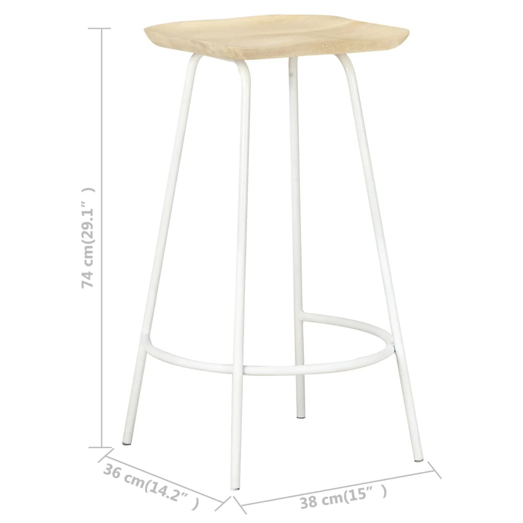 Solid Mango Wood Bar Stools 4 pcs