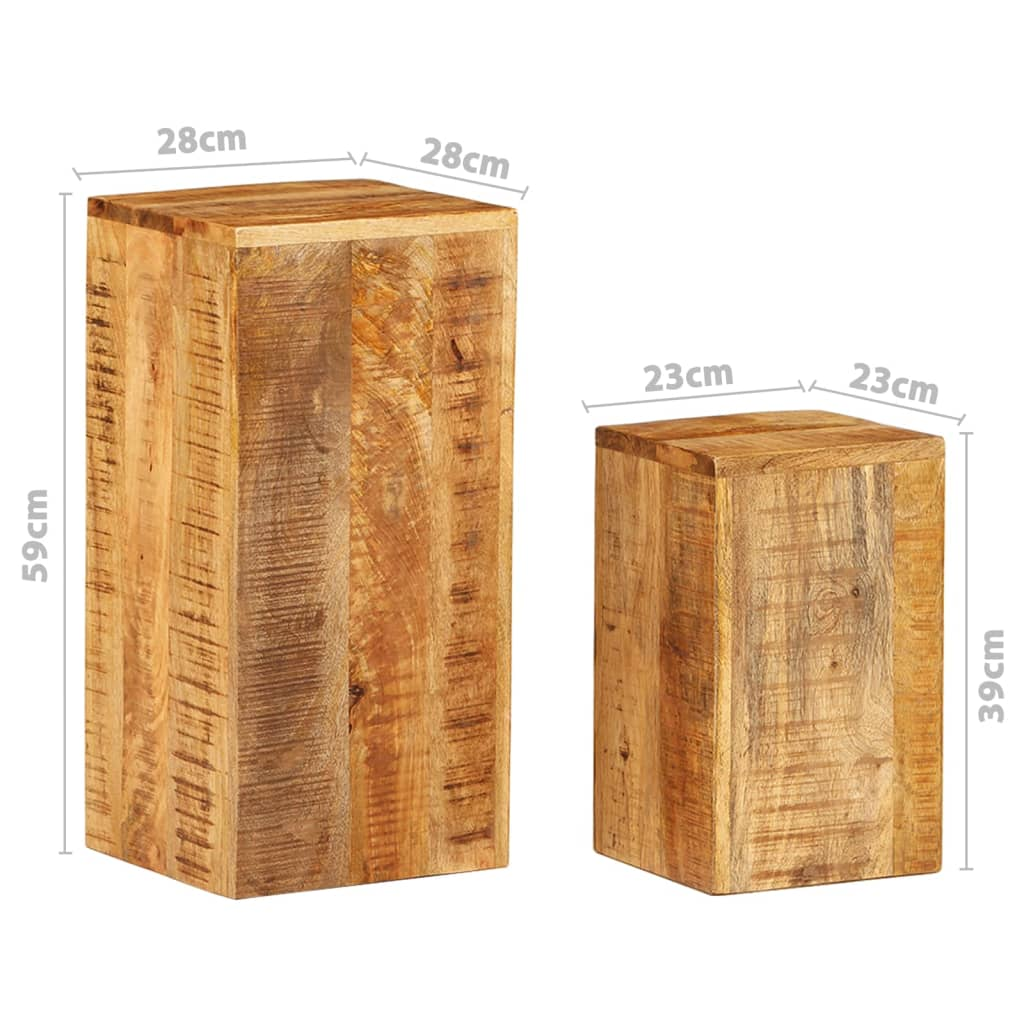 Set of 2 Solid Mango Wood Plant Stands