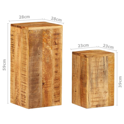 Set of 2 Solid Mango Wood Plant Stands