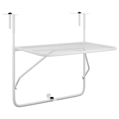 White Steel Balcony Table 60x40 cm