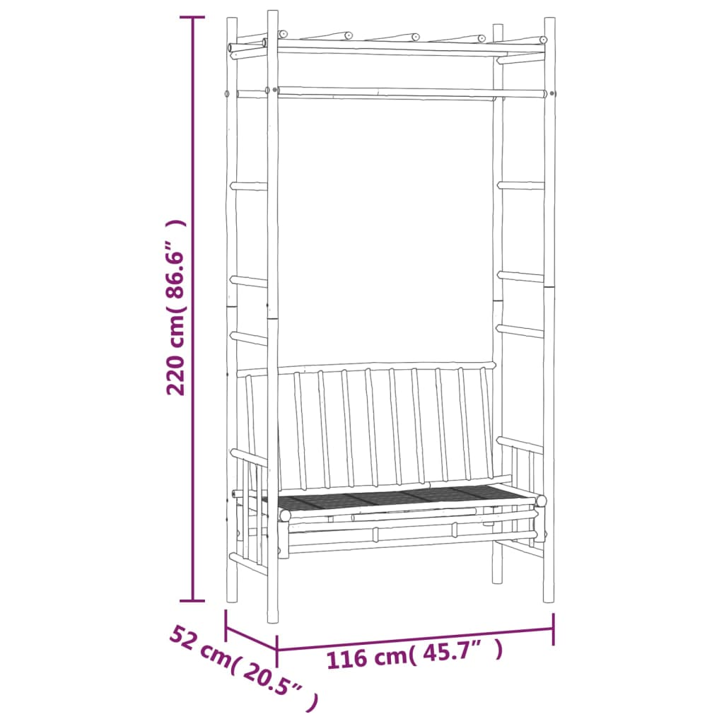 Bamboo Garden Bench with Pergola 116 cm