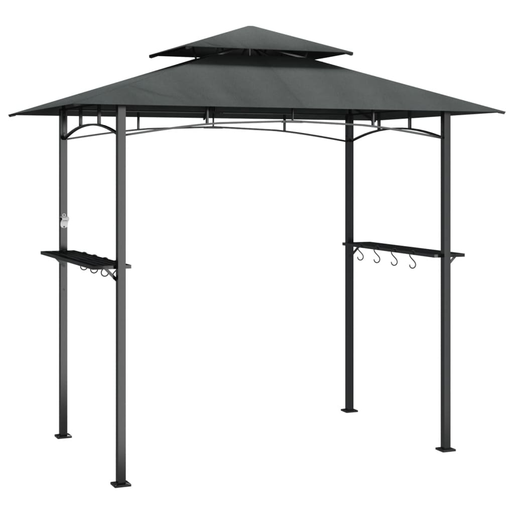 BBQ Gazebo with Side Shelves Anthracite 240x150x243 cm