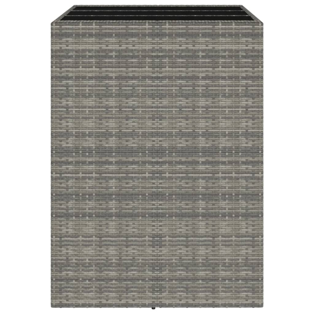  Grey Poly Rattan Bar Table with Glass Top 105x80x110 cm