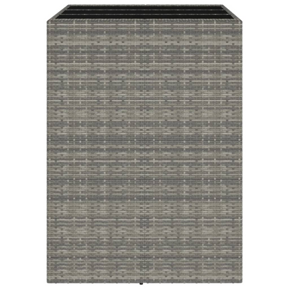  Grey Poly Rattan Bar Table with Glass Top 105x80x110 cm