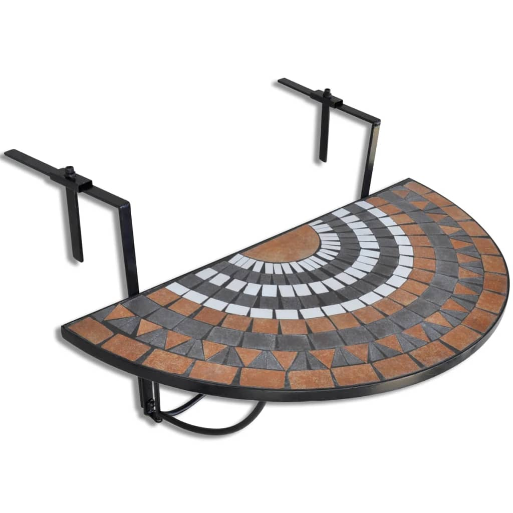  Terracotta and White Mosaic Hanging Balcony Table