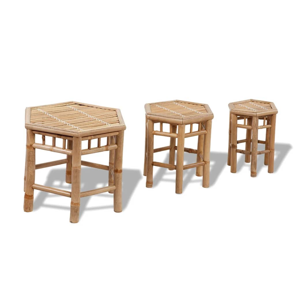 Bamboo Garden Stools 3 pcs 