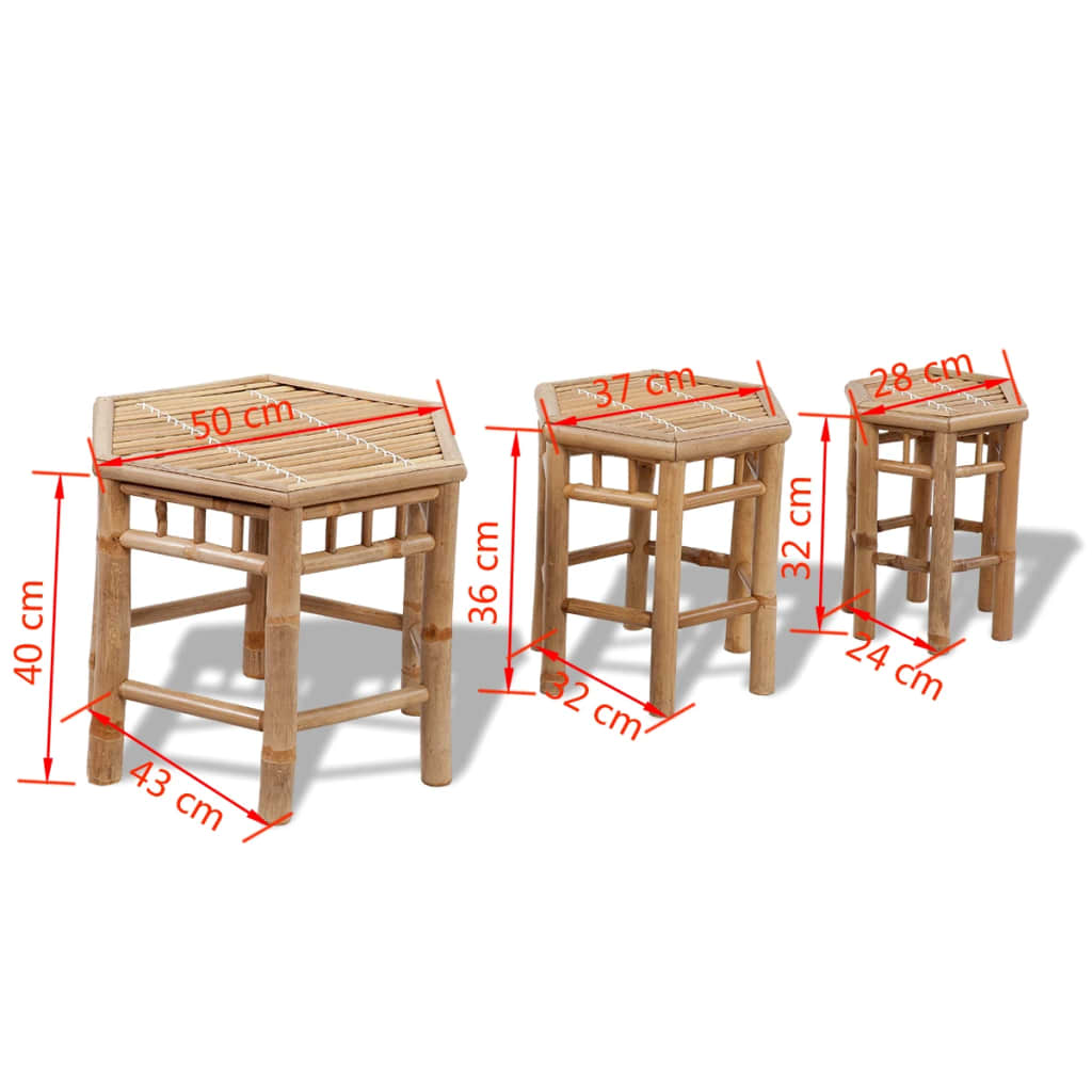 Bamboo Garden Stools 3 pcs 