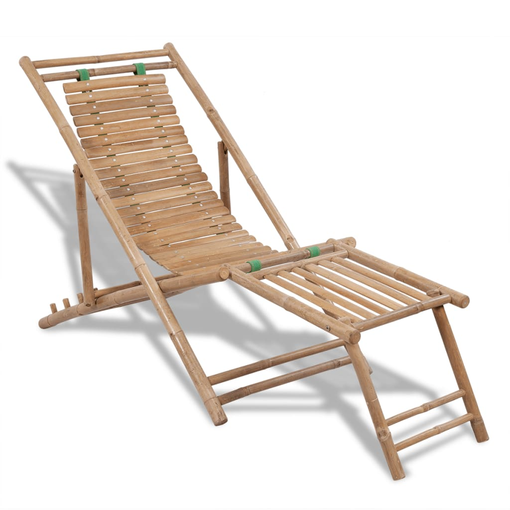 Bamboo Outdoor Deck Chair with Footrest