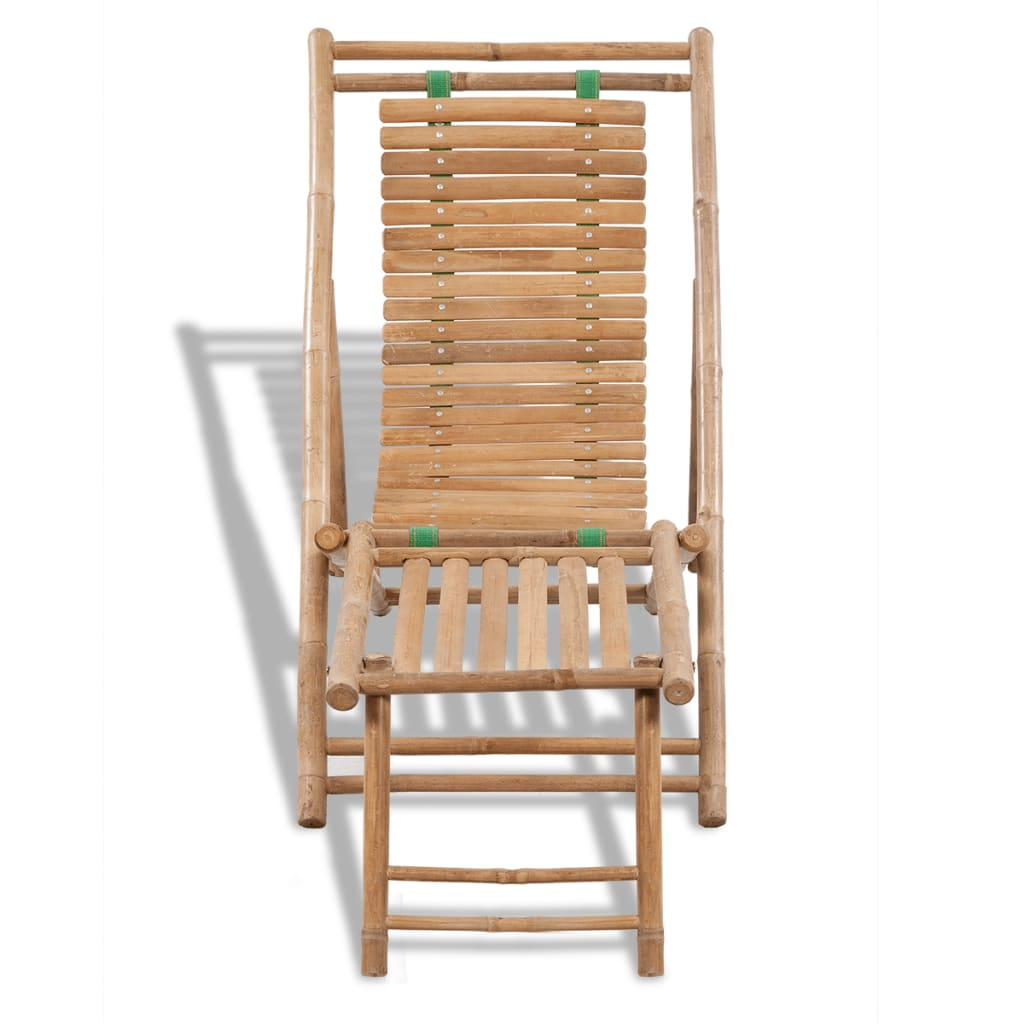 Bamboo Outdoor Deck Chair with Footrest