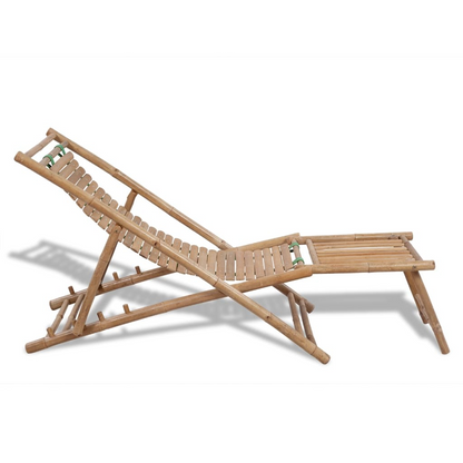 Bamboo Outdoor Deck Chair with Footrest