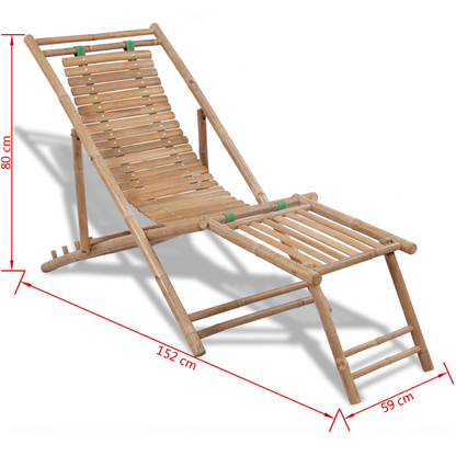 Bamboo Outdoor Deck Chair with Footrest