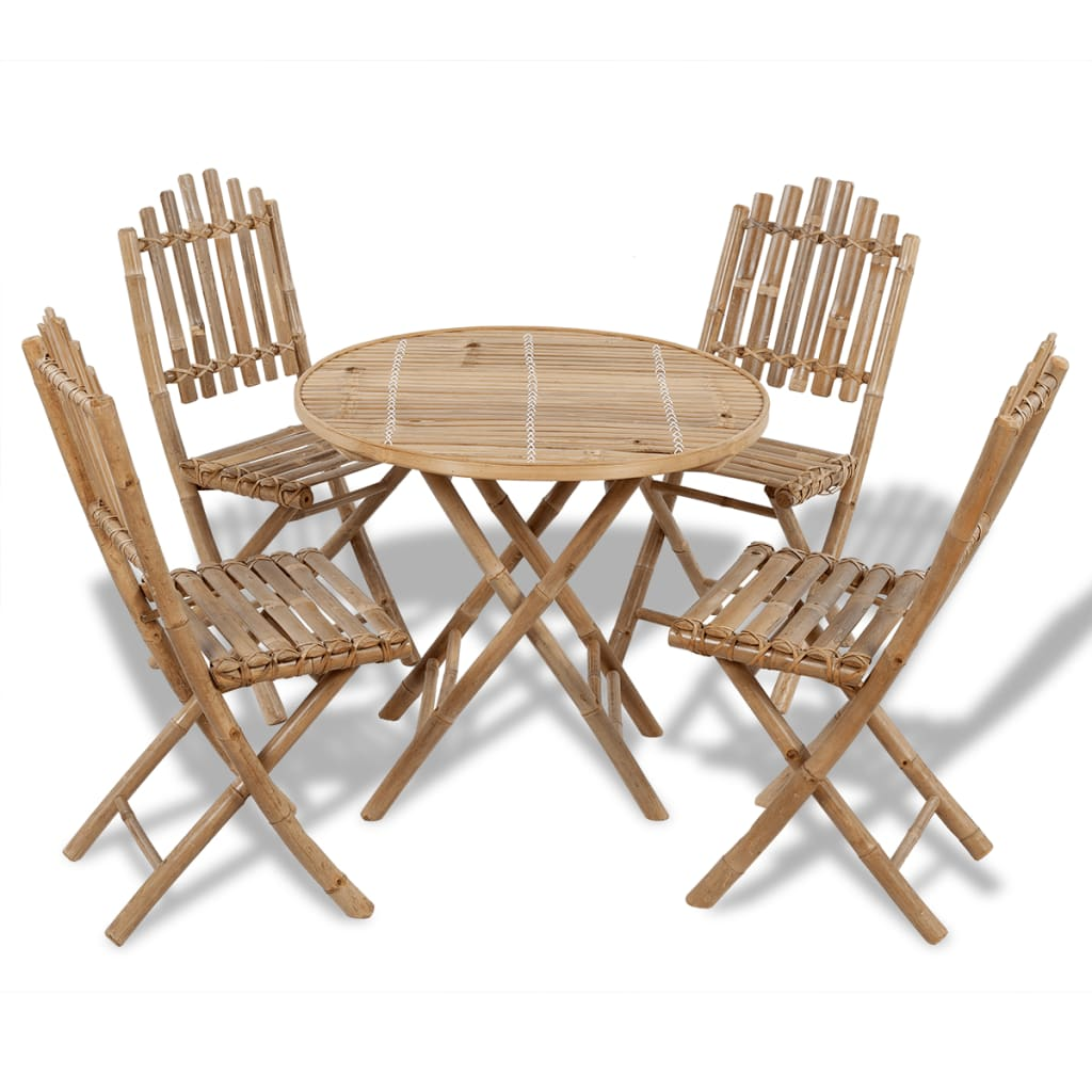 5 Piece Bamboo Folding Outdoor Dining Set 