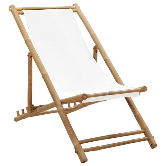  Bamboo and Canvas Outdoor Deck Chair