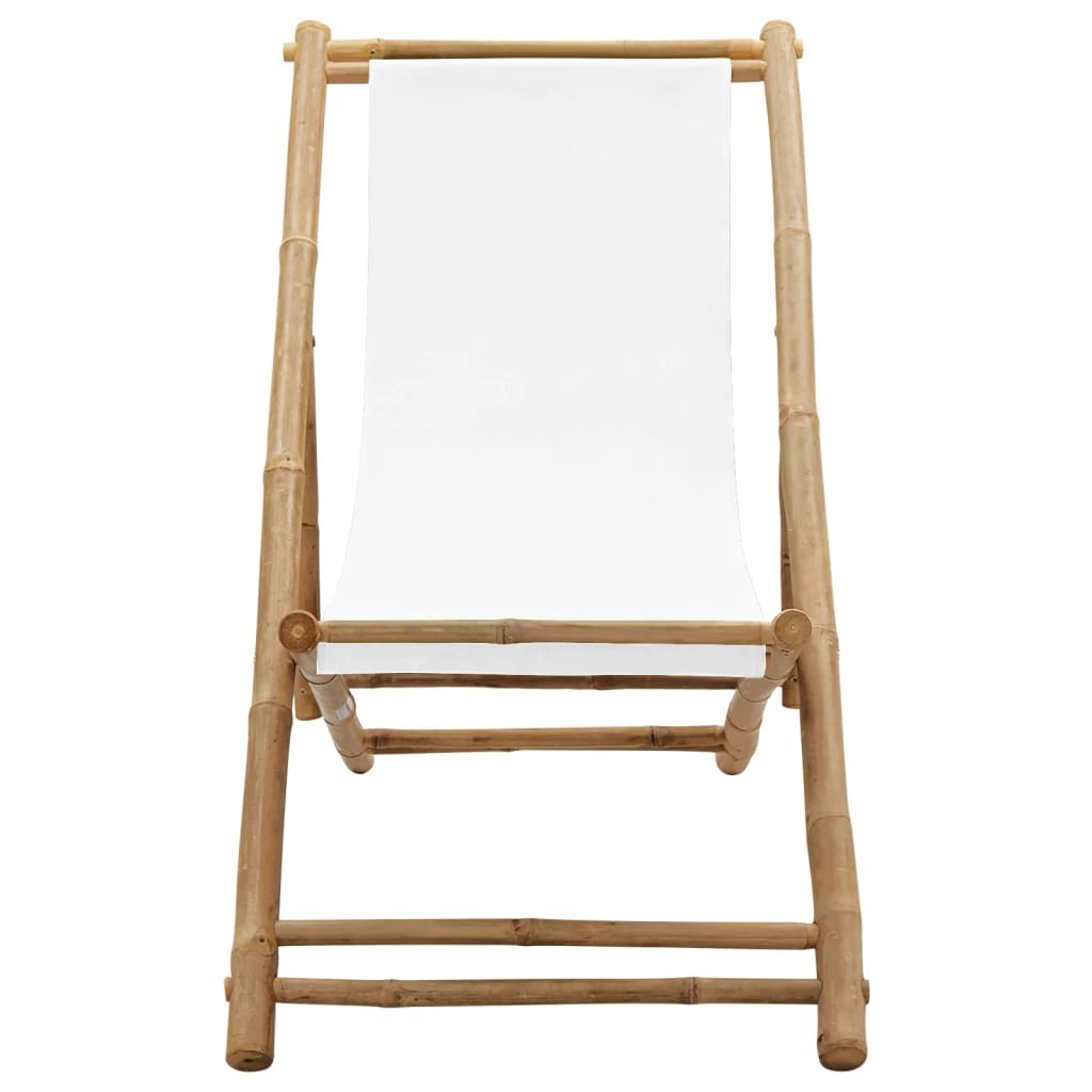  Bamboo and Canvas Outdoor Deck Chair