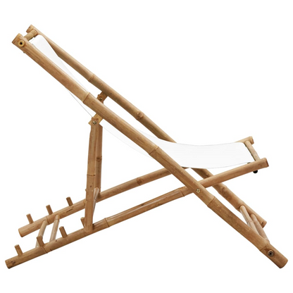  Bamboo and Canvas Outdoor Deck Chair