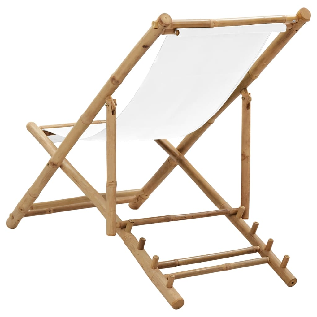  Bamboo and Canvas Outdoor Deck Chair