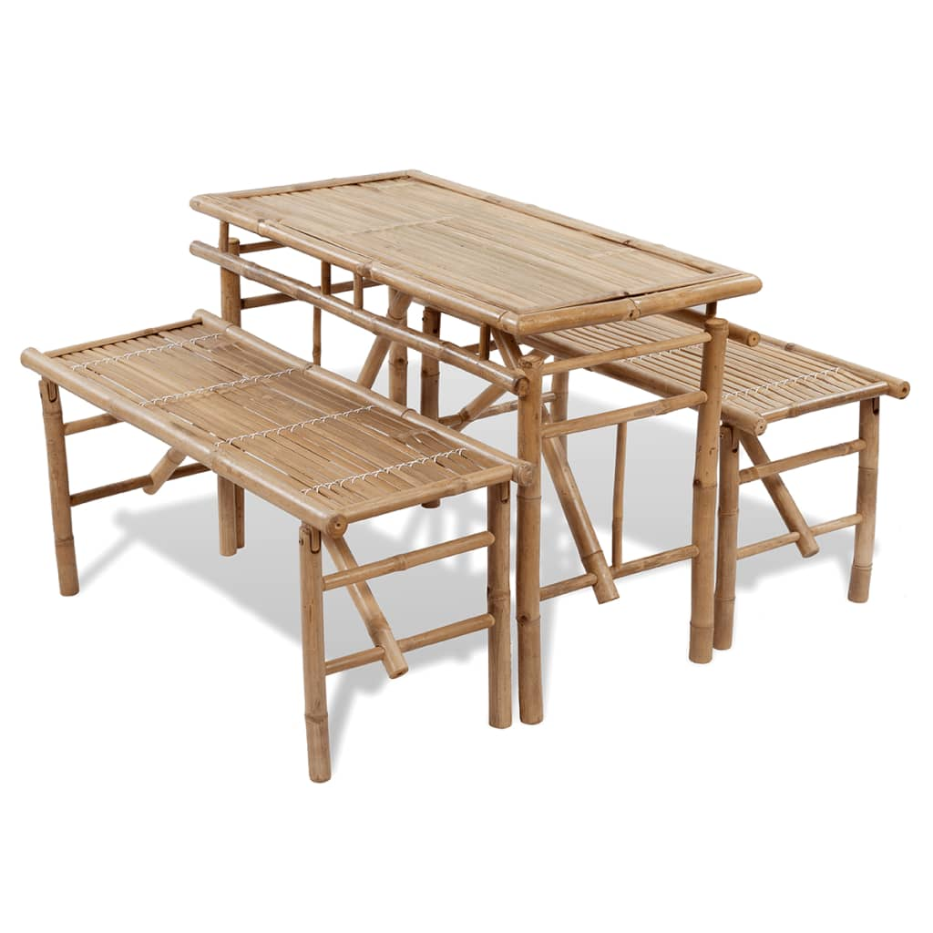 Bamboo Beer Table with 2 Benches