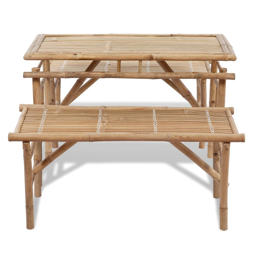 Bamboo Beer Table with 2 Benches