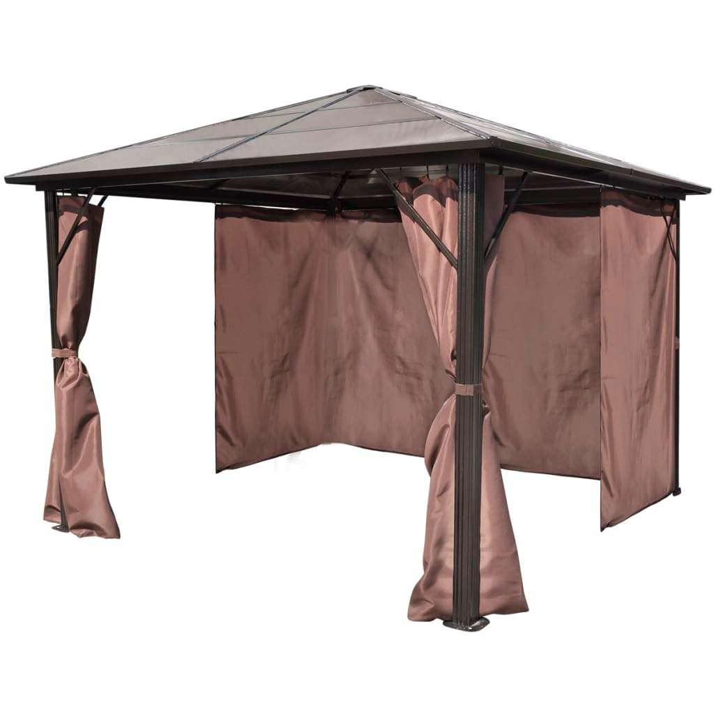 Brown Aluminium  Gazebo with Curtain