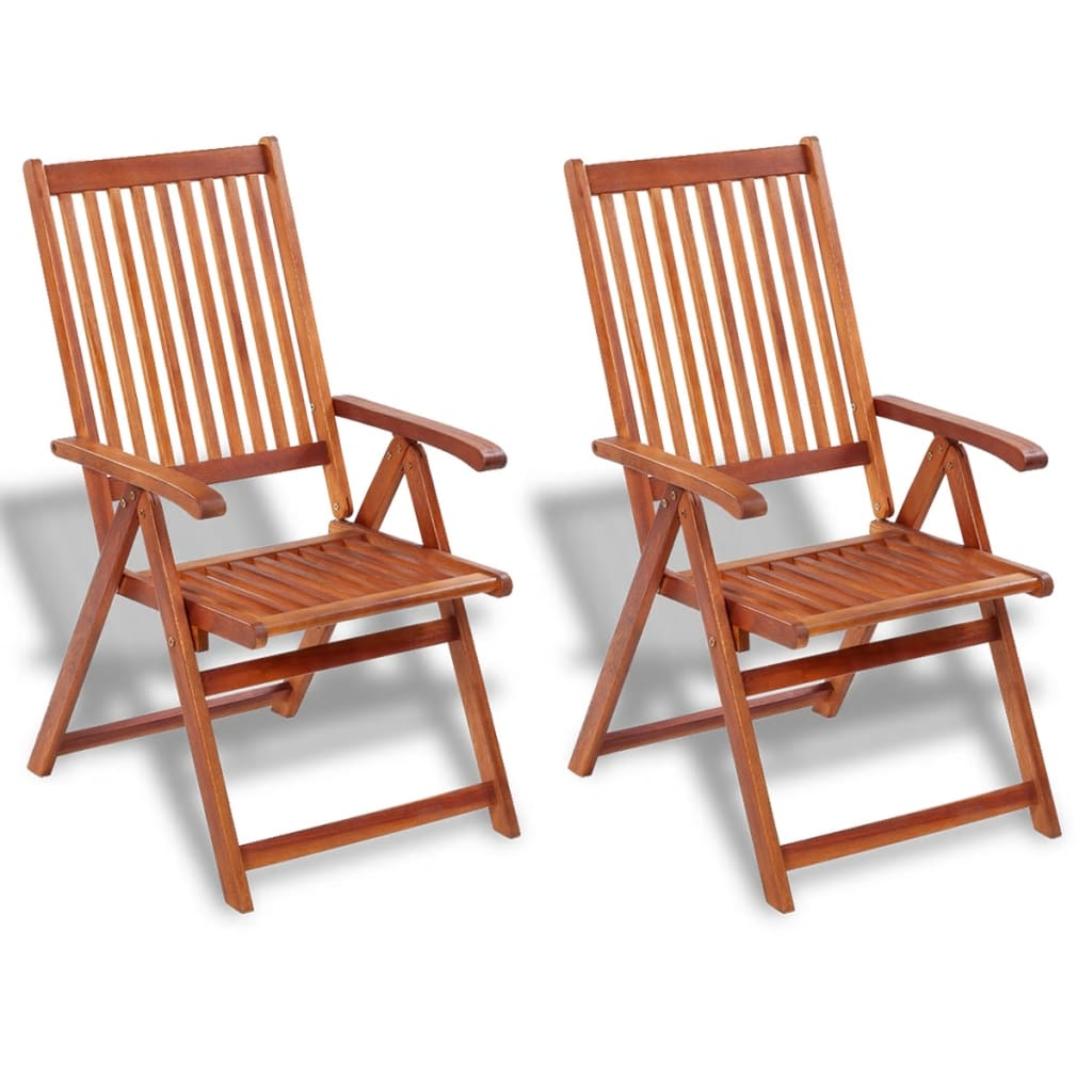  Solid Acacia Wood Brown Folding Garden Chairs 2 pcs