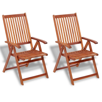  Solid Acacia Wood Brown Folding Garden Chairs 2 pcs