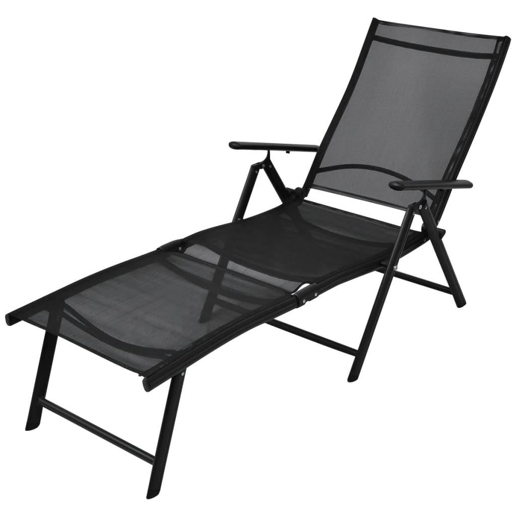  Black Aluminium Folding Sun Lounger